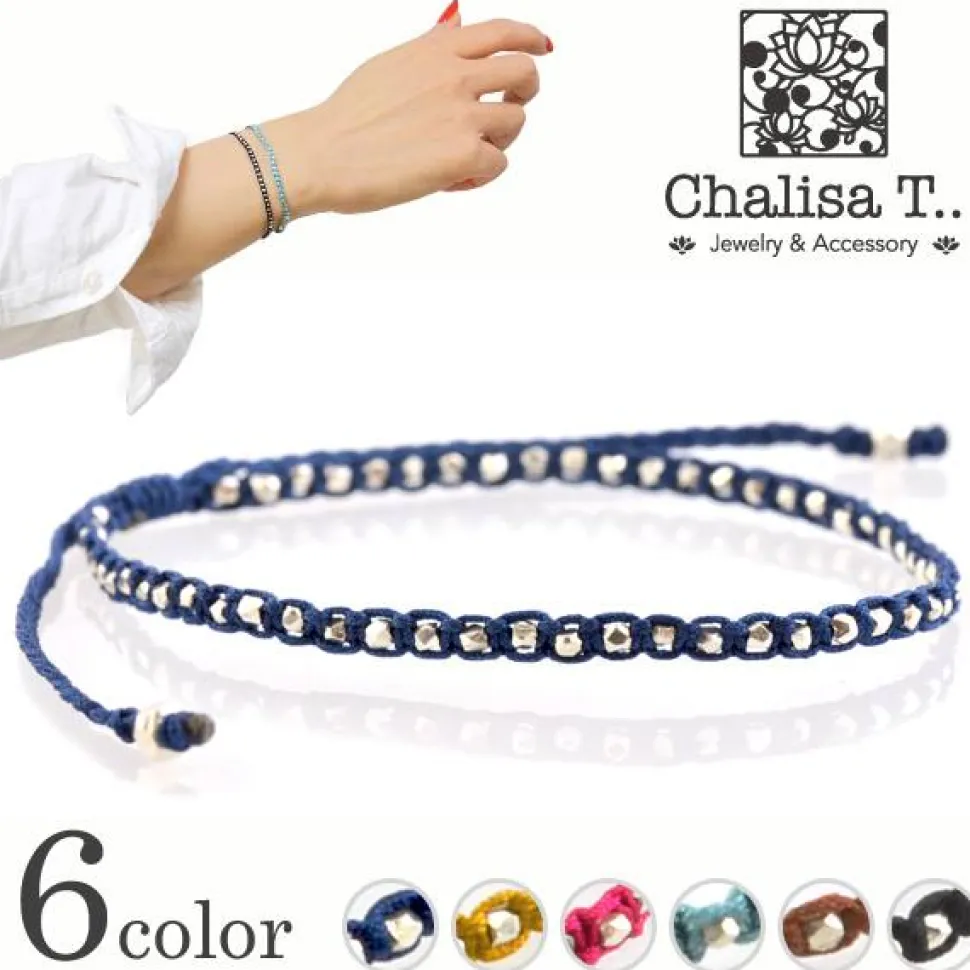 CHALISA T.. / Karen Silver Beaded Notched Cord Bracelet