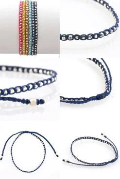 CHALISA T.. / Karen Silver Beaded Notched Cord Bracelet