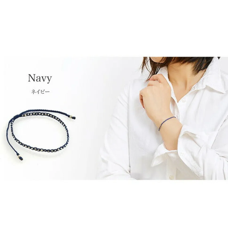 CHALISA T.. / Karen Silver Beaded Notched Cord Bracelet