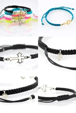 CHALISA T.. / Silver cross notched cord bracelet