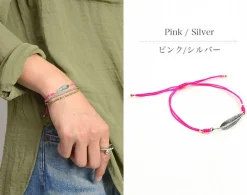 CHALISA T.. / Silver feather knotted cord bracelet