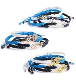 CHALISA T.. / Symmetrical Flower Pattern Notched Cord Anklet