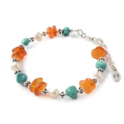 CHALISA T.. / Turquoise Amber Pearl Combi Bracelet