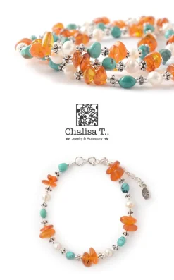 CHALISA T.. / Turquoise Amber Pearl Combi Bracelet