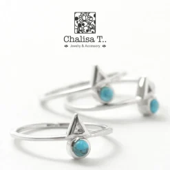 CHALISA T.. / Turquoise Circle Triangle Extra Fine Ring