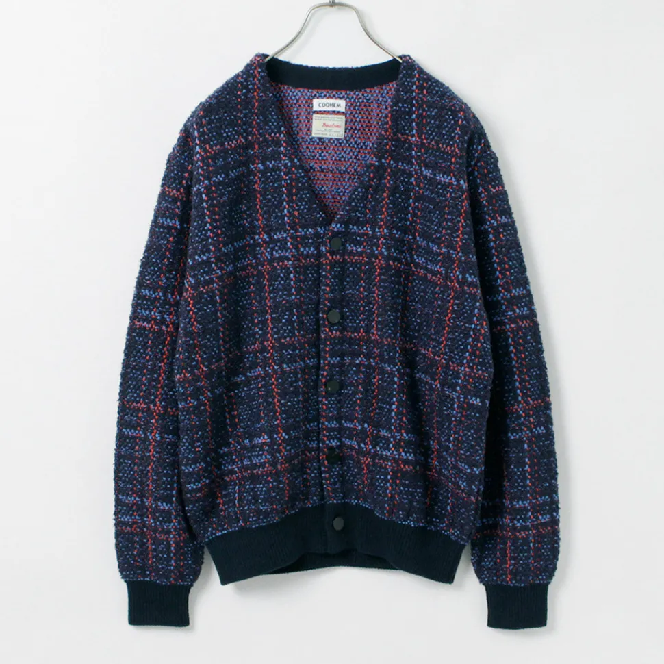 COOHEM / Check Tweed Cardigan