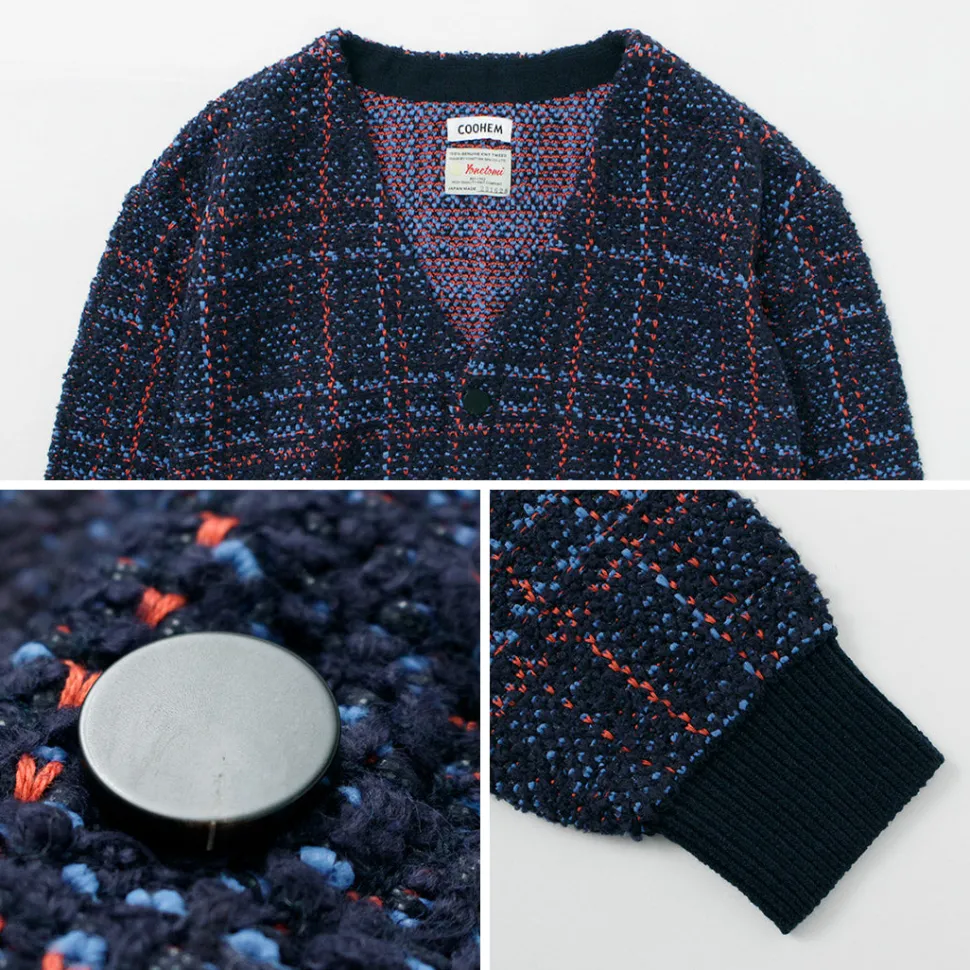 COOHEM / Check Tweed Cardigan