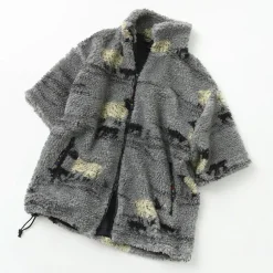 FARFIELD ORIGINAL / Jacquard Weave Boa Short Sleeve Fell Jacket