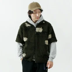 FARFIELD ORIGINAL / Jacquard Weave Boa Short Sleeve Fell Jacket