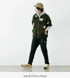 FARFIELD ORIGINAL / Jacquard Weave Boa Short Sleeve Fell Jacket