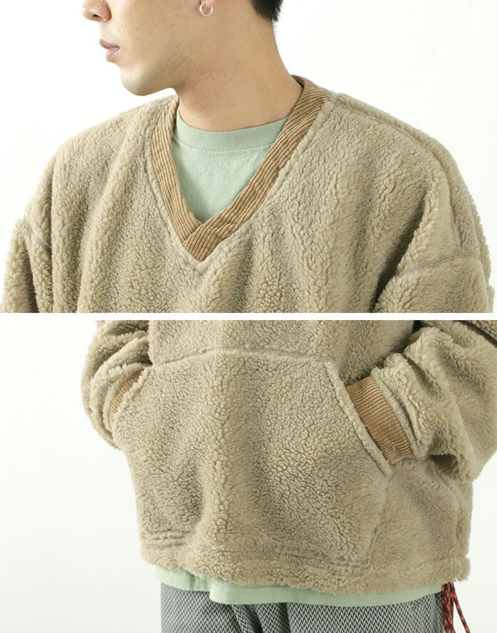 FNOR / V-Neck Boa Pullover