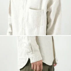 FOB FACTORY / F3485 C/W STRIPE BANDCOLLAR Shirt