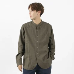 FOB FACTORY / F3485 C/W STRIPE BANDCOLLAR Shirt