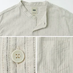 FOB FACTORY / F3485 C/W STRIPE BANDCOLLAR Shirt
