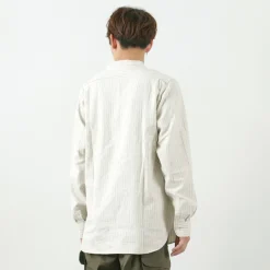 FOB FACTORY / F3485 C/W STRIPE BANDCOLLAR Shirt
