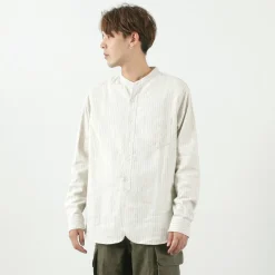 FOB FACTORY / F3485 C/W STRIPE BANDCOLLAR Shirt