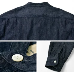 FOB FACTORY / F3470 denim band collar shirt