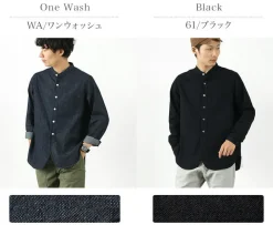 FOB FACTORY / F3470 denim band collar shirt