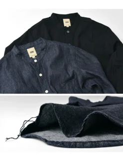 FOB FACTORY / F3470 denim band collar shirt