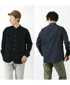 FOB FACTORY / F3470 denim band collar shirt