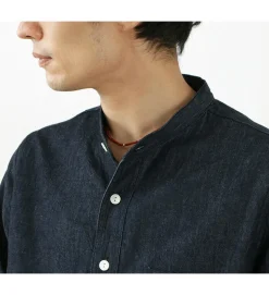 FOB FACTORY / F3470 denim band collar shirt