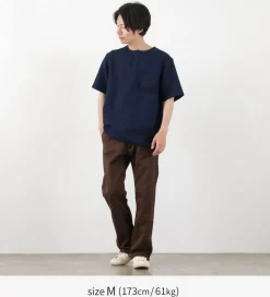 FOB FACTORY / F3493 Indigo waffle T-shirt