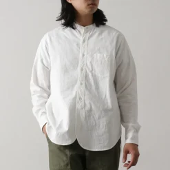FOB FACTORY / F3429 Long sleeve Ox band collar shirt