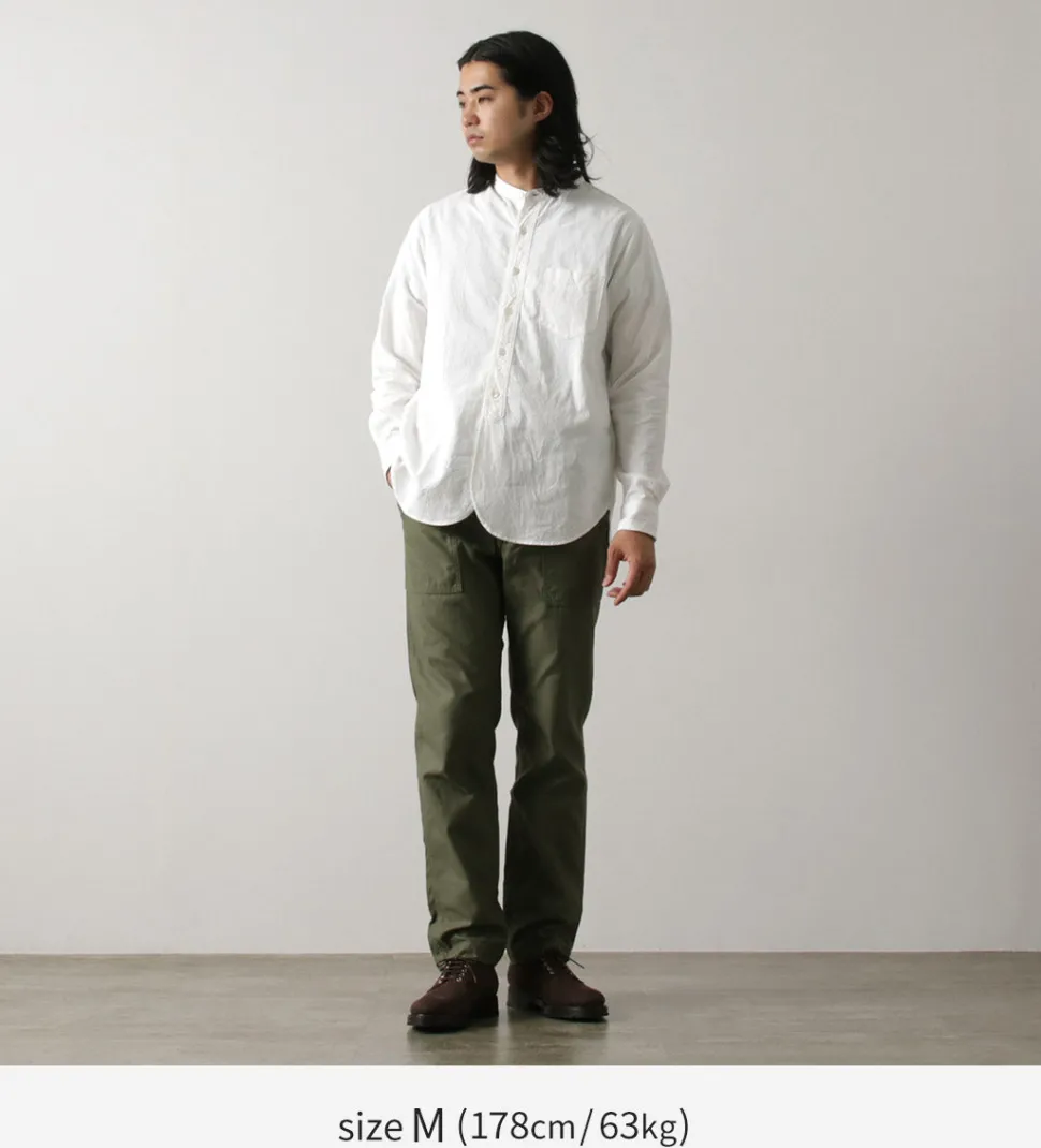 FOB FACTORY / F3429 Long sleeve Ox band collar shirt