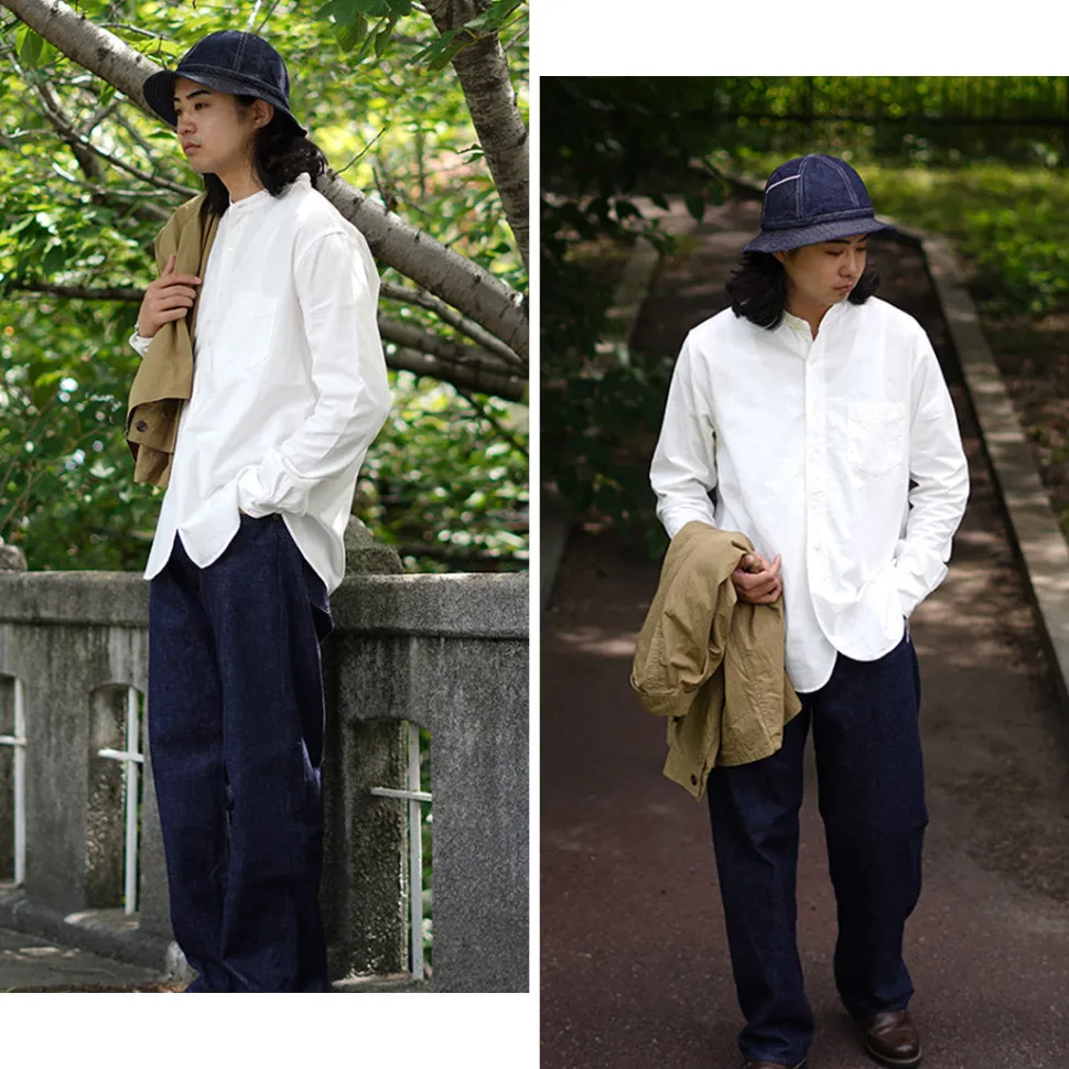 FOB FACTORY / F3429 Long sleeve Ox band collar shirt