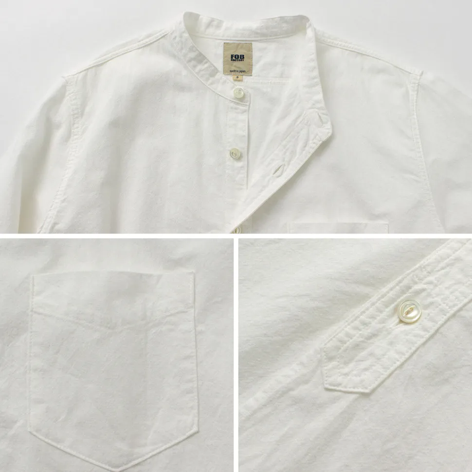 FOB FACTORY / F3429 Long sleeve Ox band collar shirt