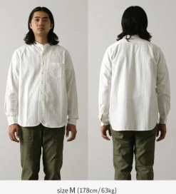 FOB FACTORY / F3429 Long sleeve Ox band collar shirt