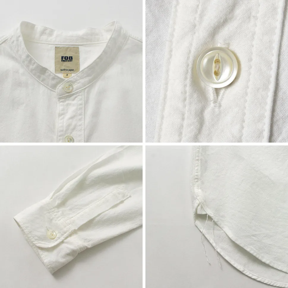 FOB FACTORY / F3429 Long sleeve Ox band collar shirt