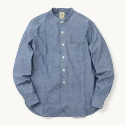 FOB FACTORY / F3428 Selvage chambray band collar shirt/long sleeves