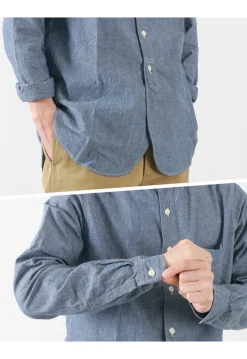 FOB FACTORY / F3428 Selvage chambray band collar shirt/long sleeves