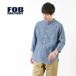 FOB FACTORY / F3428 Selvage chambray band collar shirt/long sleeves