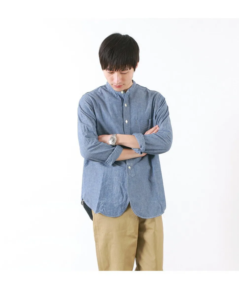 FOB FACTORY / F3428 Selvage chambray band collar shirt/long sleeves