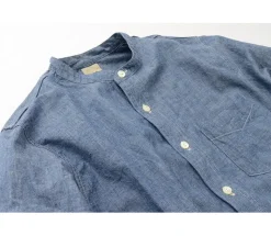 FOB FACTORY / F3428 Selvage chambray band collar shirt/long sleeves