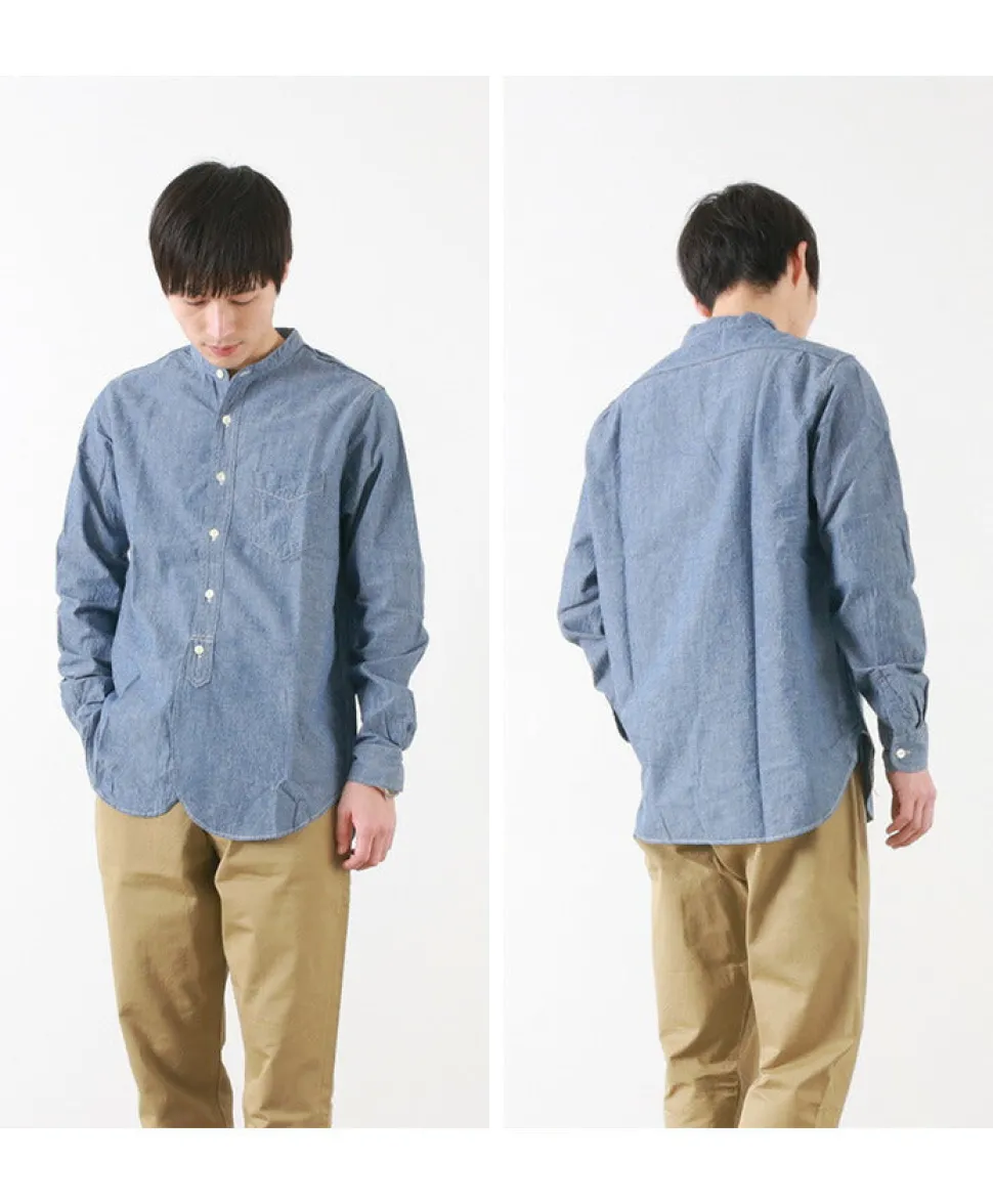 FOB FACTORY / F3428 Selvage chambray band collar shirt/long sleeves