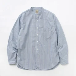FOB FACTORY / F3488 striped band collar shirt