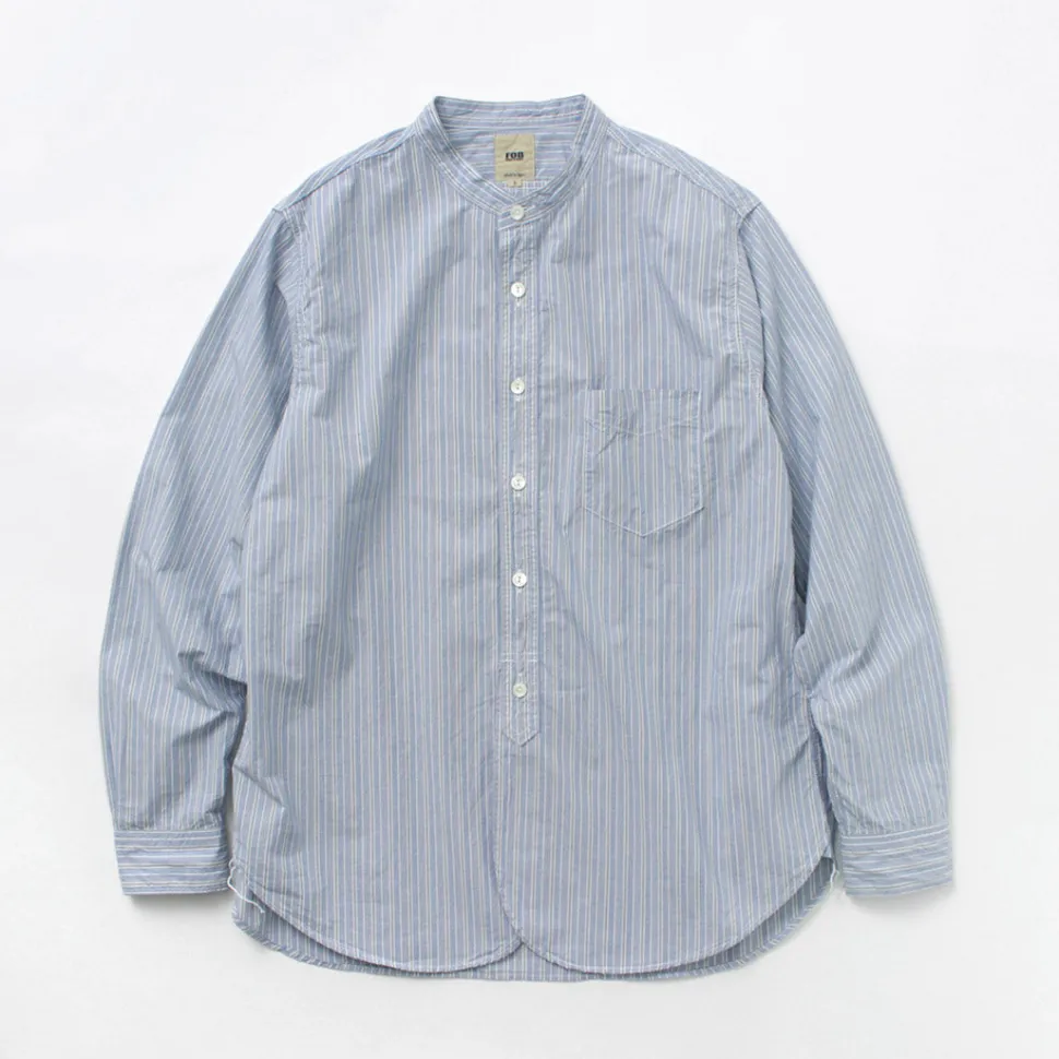 FOB FACTORY / F3488 striped band collar shirt