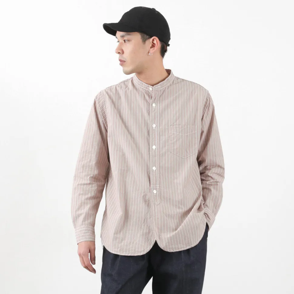 FOB FACTORY / F3488 striped band collar shirt