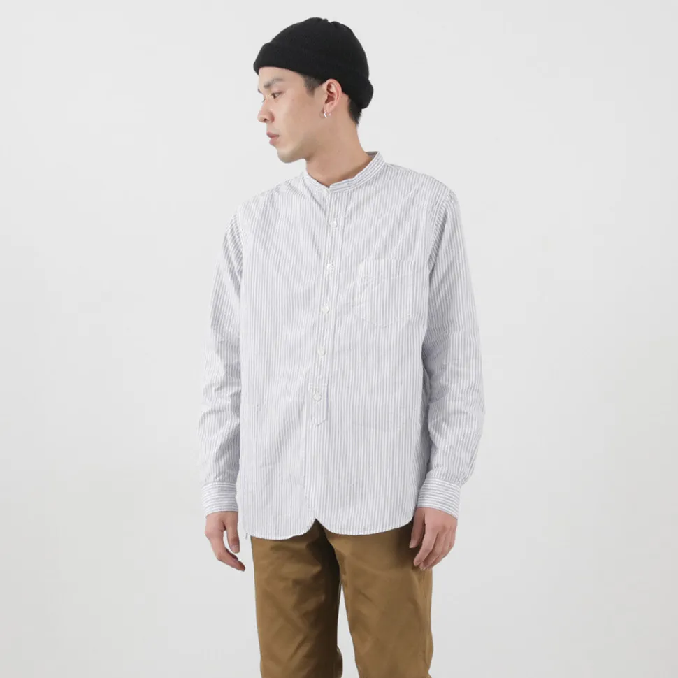 FOB FACTORY / F3488 striped band collar shirt