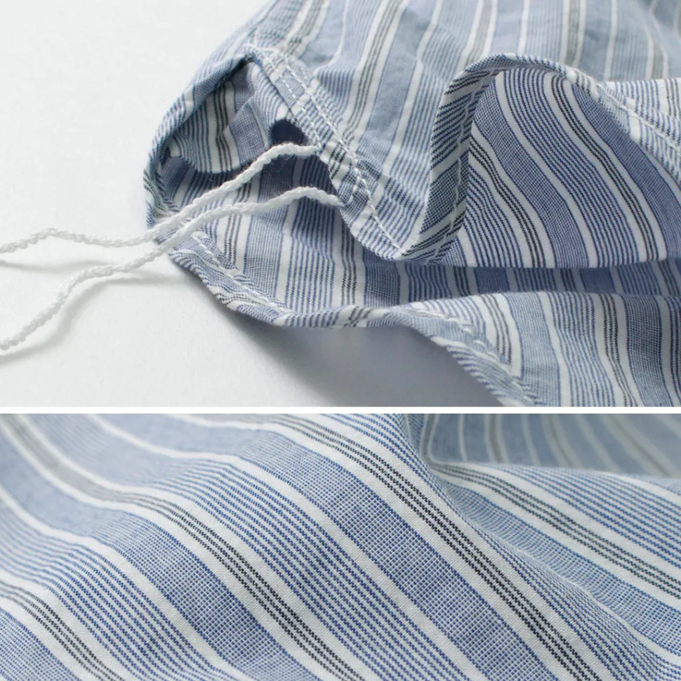 FOB FACTORY / F3488 striped band collar shirt