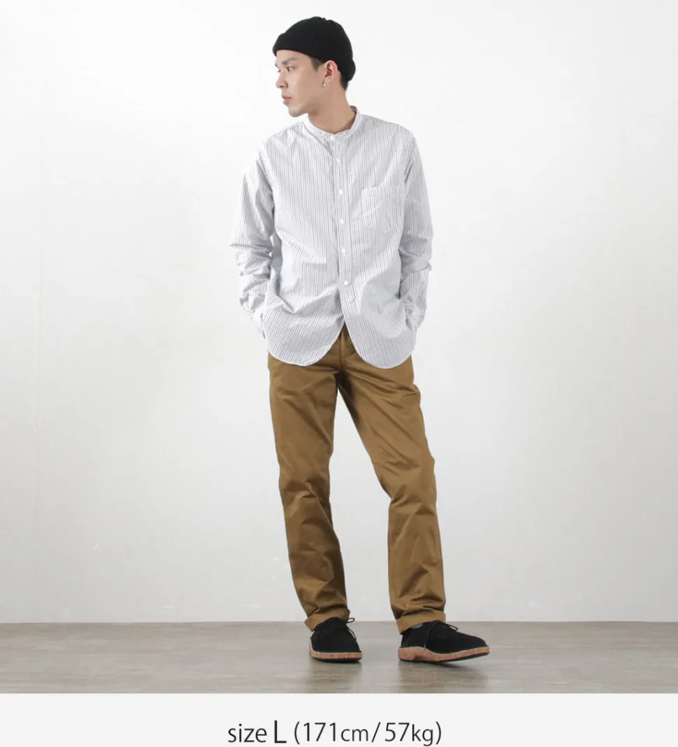 FOB FACTORY / F3488 striped band collar shirt