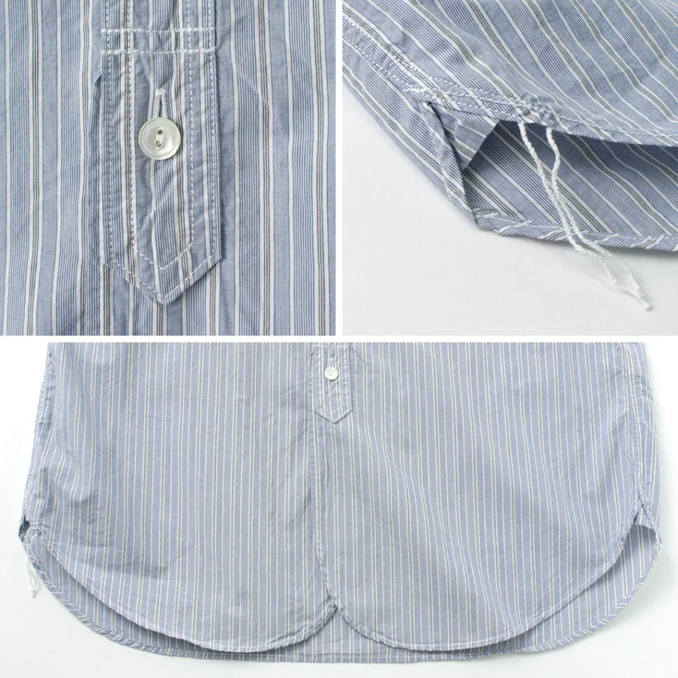 FOB FACTORY / F3488 striped band collar shirt