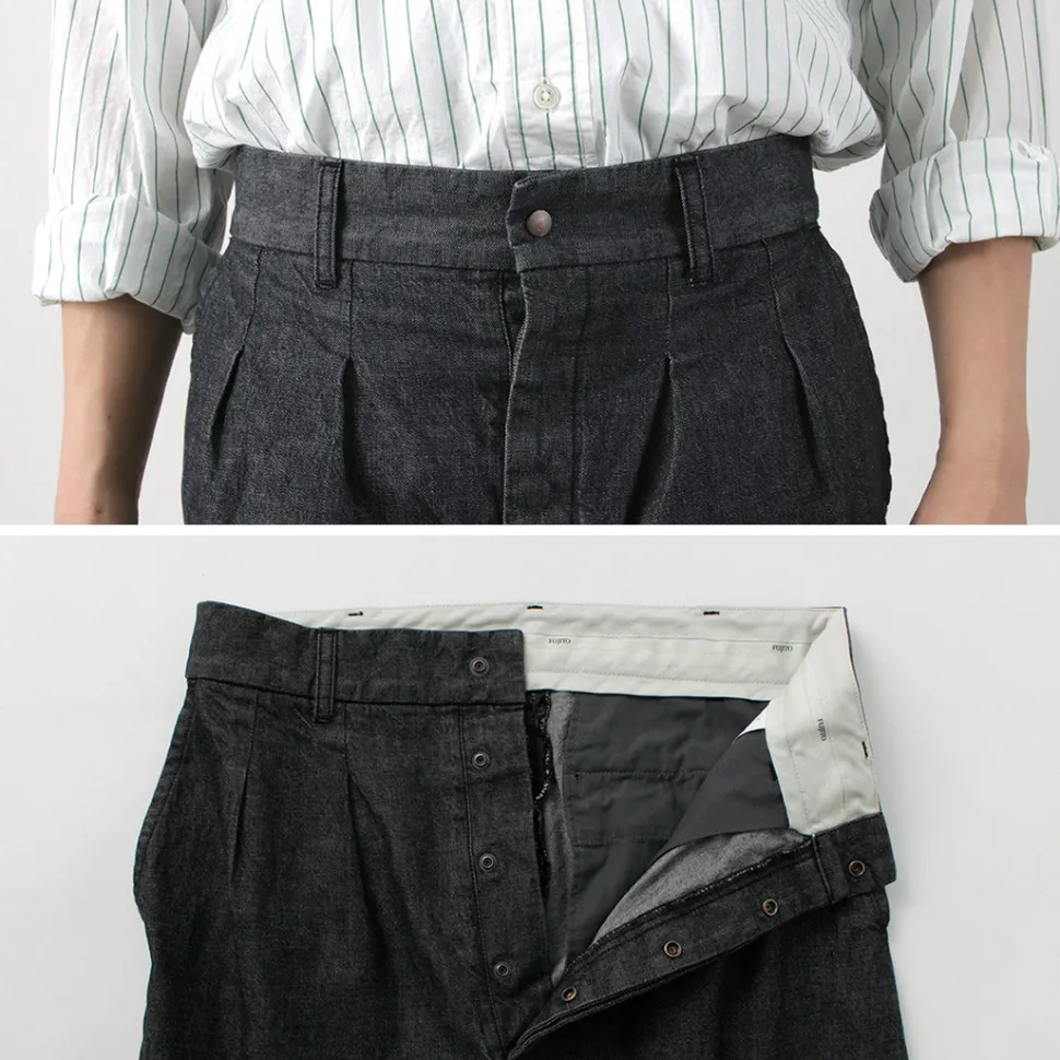 FUJITO / 2 Tuck Trousers Light Ounce Denim