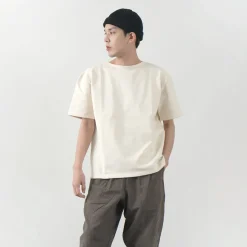 GLACON / Solid colour Boat neck Big shirt