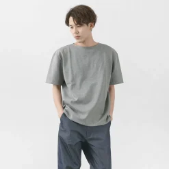 GLACON / Solid colour Boat neck Big shirt