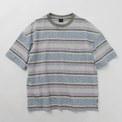 GOHEMP / Wide Slit T-Shirt Hemp Leaf Jacquard