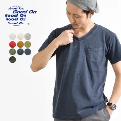 GOOD ON / GOST1408 Short sleeve V-neck pocket T-shirt